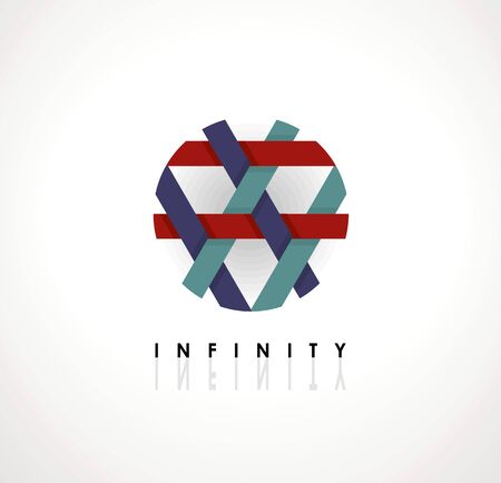 Abstract ball of interwoven stripes, mebius loop. Creative symbol of infinity, development, constancy and stability. Logotype conceptのイラスト素材