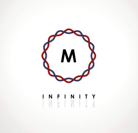 Minimalistic template for creating monograms, emblems, logos. The circle is made of thin, wavy linesのイラスト素材