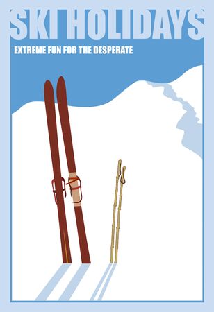 Minimalist winter poster. Landscape with skies, vector illustration.のイラスト素材