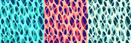 Set of abstract modern seamless graphic patterns. Biological macrostructure in trendy color palettes. Templates for wallpaper, printing products, interiors, web design. Vectorのイラスト素材