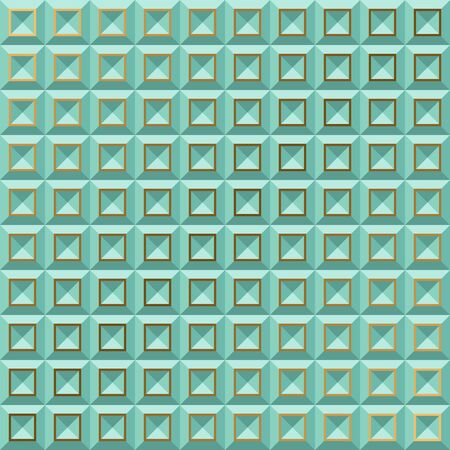 Seamless Green volume 3D background of geometric shapes with gold accents. Templates for wallpaper, printing products, interiors, web design, packaging. Vectorのイラスト素材