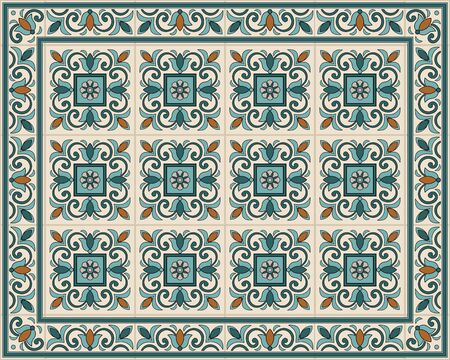 Mediterranean seamless pattern from Moroccan tiles, Azulejos ornaments. Can be used for wallpaper, pattern fills, web page background,surface textures. Vectorのイラスト素材