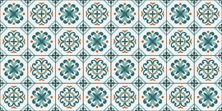 Mediterranean seamless pattern from Moroccan tiles, Azulejos ornaments. Can be used for wallpaper, pattern fills, web page background,surface textures. Vectorのイラスト素材