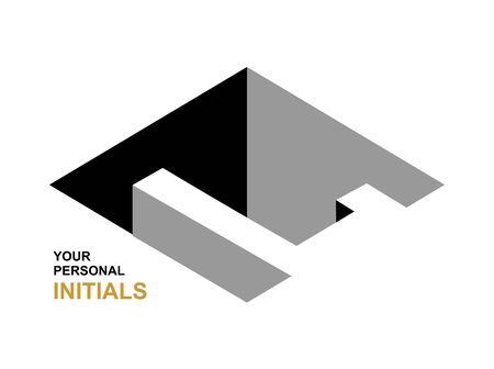 Isometric letter L. Template for creating logos, emblems, monograms. Black and white . 3D art symbol. Vectorのイラスト素材