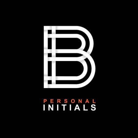 Capital letter B. Created from interwoven white stripes with shadows on a black background. Template for creating logo, emblems, monograms, personal initials, corporate identity. Vectorのイラスト素材