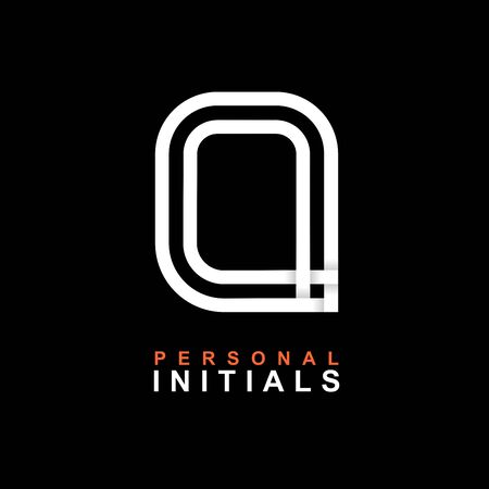 Capital letter Q. Created from interwoven white stripes with shadows on a black background. Template for creating logo, emblems, monograms, personal initials, corporate identity. Vectorのイラスト素材
