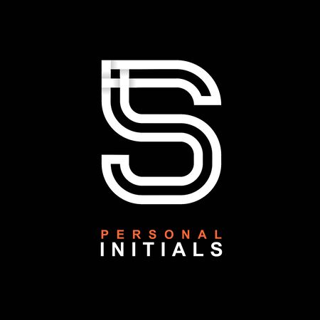 Capital letter S. Created from interwoven white stripes with shadows on a black background. Template for creating logo, emblems, monograms, personal initials, corporate identity. Vectorのイラスト素材