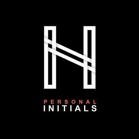 Capital letter N. Created from interwoven white stripes with shadows on a black background. Template for creating logo, emblems, monograms, personal initials, corporate identity. Vectorのイラスト素材