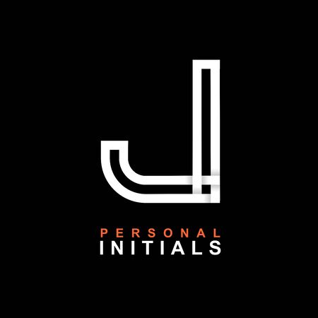 Capital letter J. Created from interwoven white stripes with shadows on a black background. Template for creating logo, emblems, monograms, personal initials, corporate identity. Vectorのイラスト素材