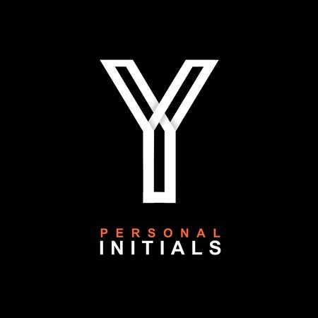 Capital letter Y. Created from interwoven white stripes with shadows on a black background. Template for creating logo, emblems, monograms, personal initials, corporate identity. Vectorのイラスト素材