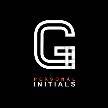 Capital letter G. Created from interwoven white stripes with shadows on a black background. Template for creating logo, emblems, monograms, personal initials, corporate identity. Vectorのイラスト素材