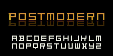 Postmodern decorative alphabet, mondrian style font. Vectorのイラスト素材