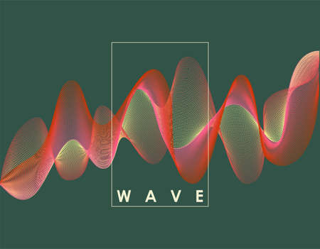 Abstract wave with connected dots. Digital background with particles. 3D grid surface in technology style. Big data. Vector illustration for poster, cover, banner or placard.のイラスト素材