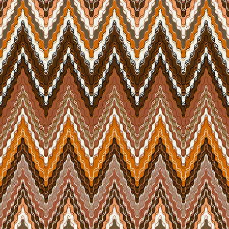 Interlaced zigzags. Bohemian, fashionable seamless ornament in ethnic style. In modern trendy shades. Perfect for the design of fabrics, clothing, interiors.のイラスト素材