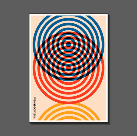Fashion. retro poster inspired by postmodern , Bauhaus. Useful for interior design, background, poster design, first page of the magazine, high-tech printing, cover.のイラスト素材