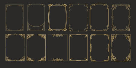 Big set Template of Decorative vintage frames,borders rectangular shape.のイラスト素材