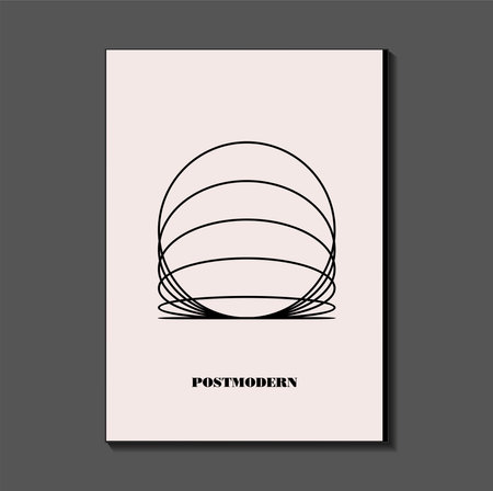 Poster inspired postmodern of vector abstract dynamic symbols with bold geometric shapes, useful for web background, poster art design, magazine front page, hi-tech print, cover artwork.のイラスト素材