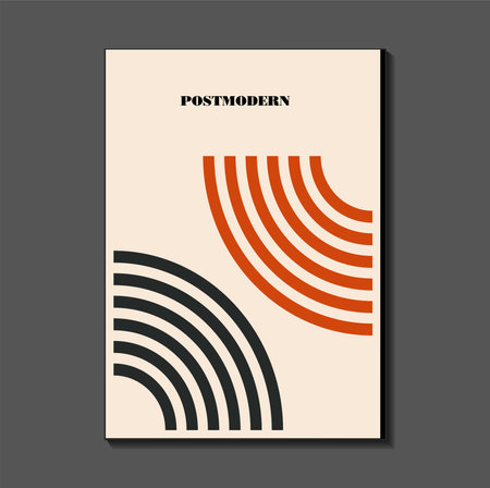 Poster inspired postmodern of vector abstract dynamic symbols with bold geometric shapes, useful for web background, poster art design, magazine front page, hi-tech print, cover artwork.のイラスト素材