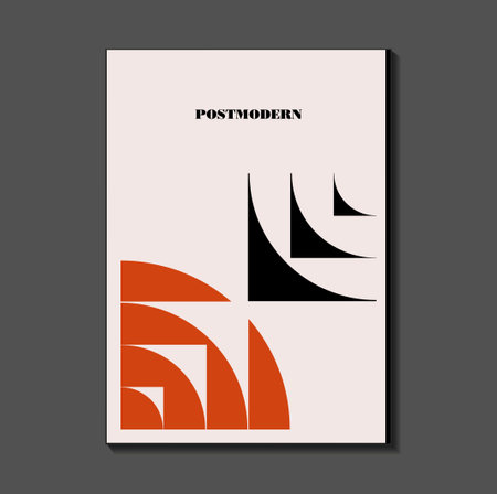 Poster inspired postmodern of vector abstract dynamic symbols with bold geometric shapes,のイラスト素材