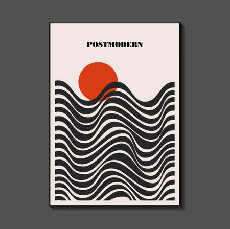 Poster inspired postmodern of vector abstract dynamic symbols with bold geometric shapes,のイラスト素材