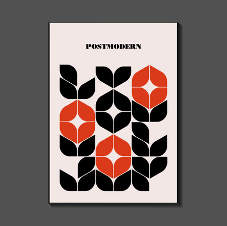 Poster inspired postmodern of vector abstract dynamic symbols with bold geometric shapes,のイラスト素材