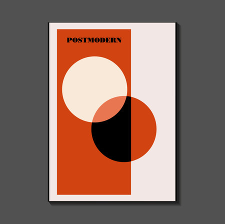 Poster inspired postmodern of vector abstract dynamic symbols with bold geometric shapes, useful for web background, poster art design, magazine front page, hi-tech print, cover artworkのイラスト素材