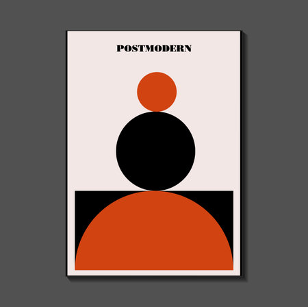 Poster inspired postmodern of vector abstract dynamic symbols with bold geometric shapes, useful for web background, poster art design, magazine front page, hi-tech print, cover artworkのイラスト素材