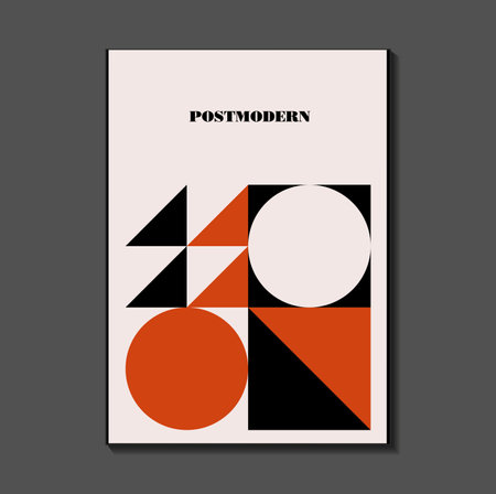 Poster inspired postmodern of vector abstract dynamic symbols with bold geometric shapes, useful for web background, poster art design, magazine front page, hi-tech print, cover artworkのイラスト素材