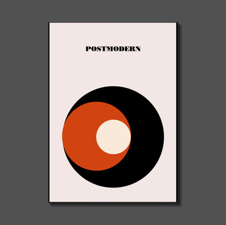 Poster inspired postmodern of vector abstract dynamic symbols with bold geometric shapes, useful for web background, poster art design, magazine front page, hi-tech print, cover artworkのイラスト素材