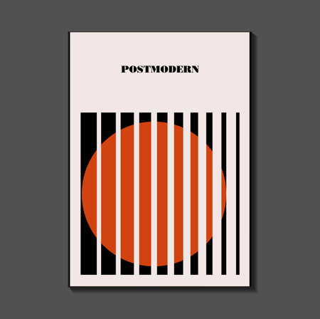 Poster inspired postmodern of vector abstract dynamic symbols with bold geometric shapes, useful for web background, poster art design, magazine front page, hi-tech print, cover artworkのイラスト素材