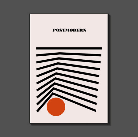 Poster inspired postmodern of vector abstract dynamic symbols with bold geometric shapes, useful for web background, poster art design, magazine front page, hi-tech print, cover artworkのイラスト素材