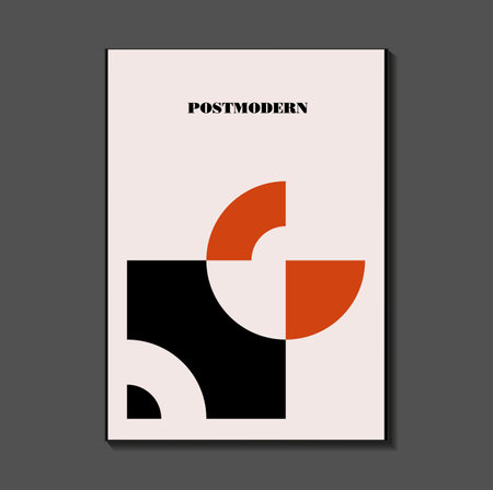 Poster inspired postmodern of vector abstract dynamic symbols with bold geometric shapes, useful for web background, poster art design, magazine front page, hi-tech print, cover artworkのイラスト素材