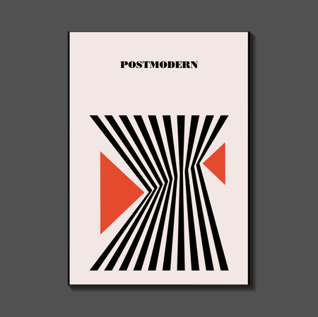 Poster inspired postmodern of vector abstract dynamic symbols with bold geometric shapes, useful for web background, poster art design, magazine front page, hi-tech print, cover artworkのイラスト素材