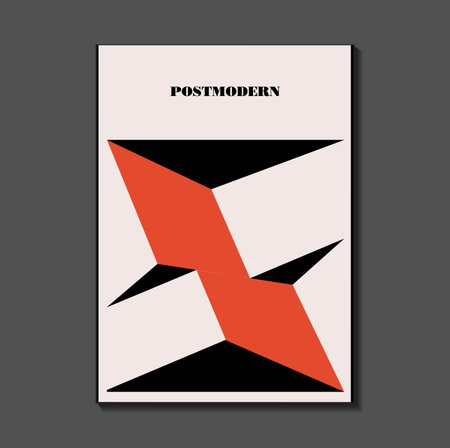 Poster inspired postmodern of vector abstract dynamic symbols with bold geometric shapes, useful for web background, poster art design, magazine front page, hi-tech print, cover artworkのイラスト素材