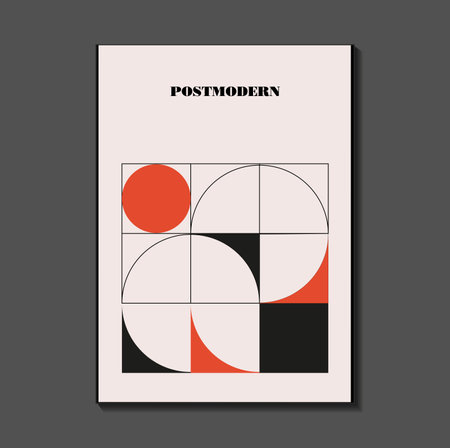 Poster inspired postmodern of vector abstract dynamic symbols with bold geometric shapes, useful for web background, poster art design, magazine front page, hi-tech print, cover artworkのイラスト素材