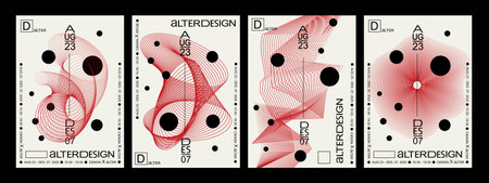 Swiss Style. Artworks, posters inspired postmodern of vector abstract dynamic symbols with bold geometric shapes, useful for web background, magazine front page, hi-tech print, cover artwork.のイラスト素材