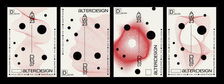 Swiss Style. Artworks, posters inspired postmodern of vector abstract dynamic symbols with bold geometric shapes, useful for web background, magazine front page, hi-tech print, cover artwork.のイラスト素材