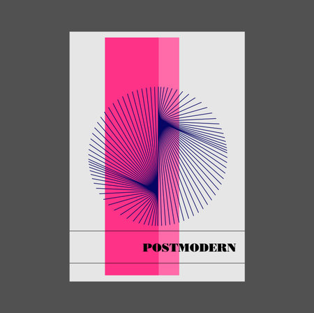 Poster inspired postmodern of vector abstract dynamic symbols with bold geometric shapes, useful for web background, poster art design, magazine front page, hi-tech print, cover artwork.のイラスト素材