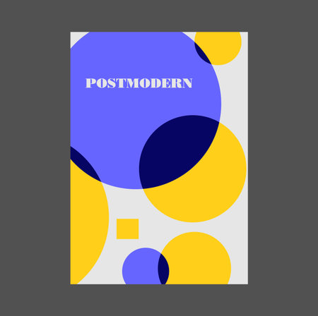 Poster inspired postmodern of vector abstract dynamic symbols with bold geometric shapes, useful for web background, poster art design, magazine front page, hi-tech print, cover artwork.のイラスト素材