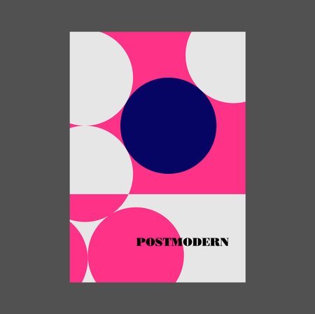Poster inspired postmodern of vector abstract dynamic symbols with bold geometric shapes, useful for web background, poster art design, magazine front page, hi-tech print, cover artwork.のイラスト素材