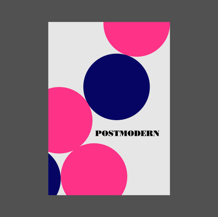 Poster inspired postmodern of vector abstract dynamic symbols with bold geometric shapes, useful for web background, poster art design, magazine front page, hi-tech print, cover artwork.のイラスト素材