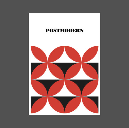 Poster inspired postmodern of vector abstract dynamic symbols with bold geometric shapes, useful for web background, poster art design, magazine front page, hi-tech print, cover artwork.のイラスト素材