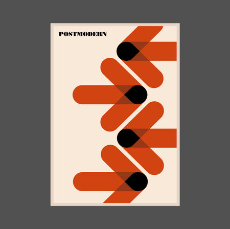Poster inspired postmodern of vector abstract dynamic symbols with bold geometric shapes, useful for web background, poster art design, magazine front page, hi-tech print, cover artwork.のイラスト素材