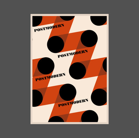 Poster inspired postmodern of vector abstract dynamic symbols with bold geometric shapes, useful for web background, poster art design, magazine front page, hi-tech print, cover artwork.のイラスト素材