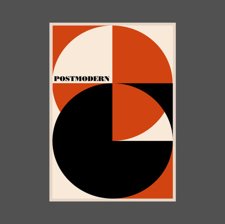 Poster inspired postmodern of vector abstract dynamic symbols with bold geometric shapes, useful for web background, poster art design, magazine front page, hi-tech print, cover artwork.のイラスト素材