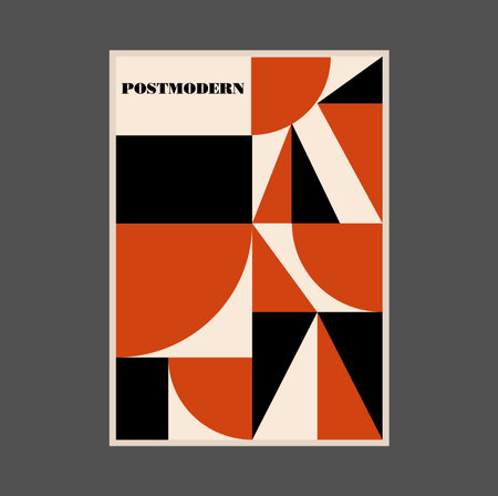 Poster inspired postmodern of vector abstract dynamic symbols with bold geometric shapes, useful for web background, poster art design, magazine front page, hi-tech print, cover artwork.のイラスト素材