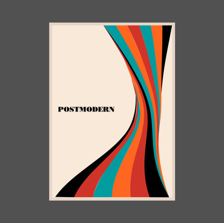 Poster inspired postmodern of vector abstract dynamic symbols with bold geometric shapes, useful for web background, poster art design, magazine front page, hi-tech print, cover artwork.のイラスト素材