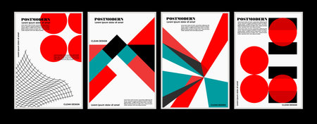 Postmodern abstract artwork with geometric minimalism and bold shapes. Clean aesthetic composition, vibrant contrast, perfect for posters, web backgrounds, and modern cover design.のイラスト素材