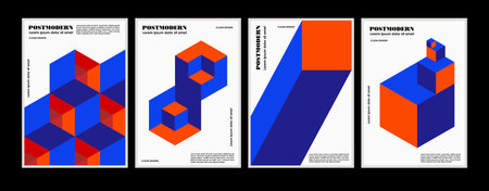 Postmodern abstract artwork with geometric minimalism and bold shapes. Clean aesthetic composition, vibrant contrast, perfect for posters, web backgrounds, and modern cover design.のイラスト素材