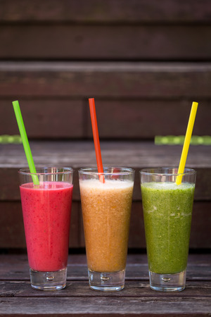 fresh cocktail variations in long glass. Vertical image.の写真素材
